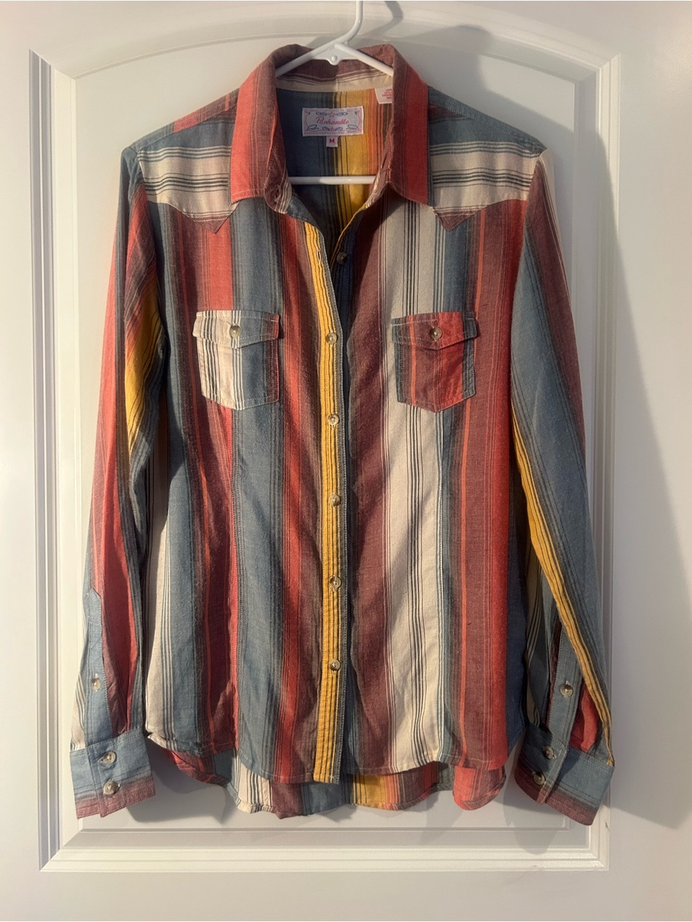 Striped Button-Down Shirt in Red, Blue & Yellow